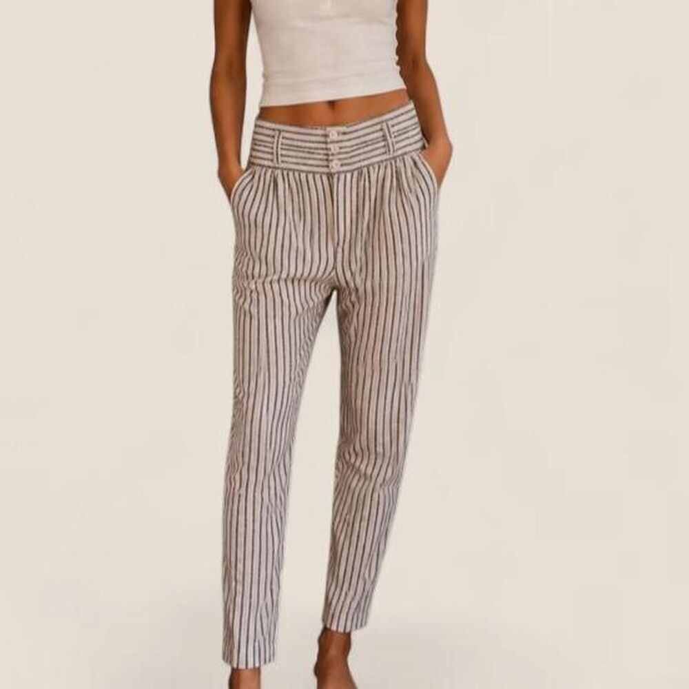 Free People relaxed striped cotton harem slouchy boho pants size 8